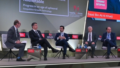 Chairman of Qatar Tourism H E Saad bin Ali Al Kharji speaking at a session during the 30th Annual Economist Government Roundtable, in Athens, Greece. 
