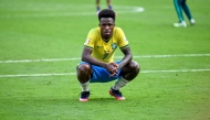 (FILES) Brazil's forward #07 Vinicius Junior reacts after the 2026 World Cup round of 16 football match between Brazil and Norway at the New York/New Jersey Stadium in East Rutherford on July 5, 2026. (Photo by ANGELA WEISS / AFP)