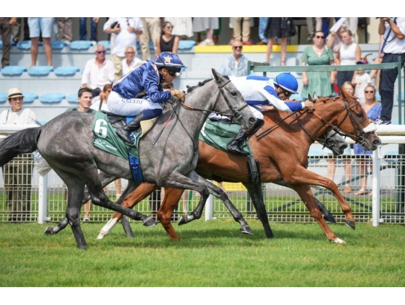 Fakhira (front) with Christophe Soumillon in the saddle competes during the 1900m race. 