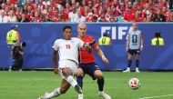 Jude Bellingham (left) of England scores his team’s second goal against Norway.