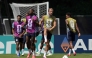 England’s Harry Kane (right) takes part in a training session with teammates. (PICS: AFP)