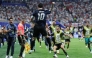 Argentina's forward #10 Lionel Messi celebrates his team's second goal scored by Argentina's forward #22 Lautaro Martinez (out of frame) during the 2026 World Cup football tournament semi-final match between England and Argentina at the Atlanta Stadium in Atlanta on July 15, 2026. (Photo by Thomas COEX / AFP)
