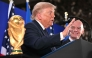 FIFA President Gianni Infantino (R) smiles as US President Donald Trump speaks during a FIFA reception at Trump Tower in New York on July 17, 2026. (Photo by Mandel Ngan / AFP)