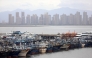 Fishing boats take shelter from the typhoon at a port in Xiamen, southeast China's Fujian Province, on July 25, 2026. (Photo by Zeng Demeng/Xinhua)