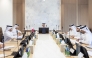 Minister of State for Foreign Trade H E Dr. Ahmed bin Mohammed Al-Sayed and other officials during a high-level meeting held via videoconference with H E Dr. Rumaih bin Mohammed Al-Rumaih, Vice Minister of Transport and Logistic Services of the Kingdom of Saudi Arabia.