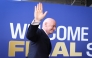 FIFA President Gianni Infantino waves as he arrives for the 2026 World Cup football tournament final match in East Rutherford on July 19, 2026. (Photo by Charly Triballeau / AFP)
