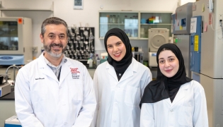 Ihab Younis with Mariam Elesnawy and Hana Hasna, two of the alumni co-authors.
