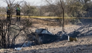 Wreckage of the small plane involved in a fatal accident that claimed the lives of its 13 occupants is pictured in the Vista Alegre district, Nazca, Peru, on August 1, 2026. Photo by Mariajulia VAREMAN / AFP