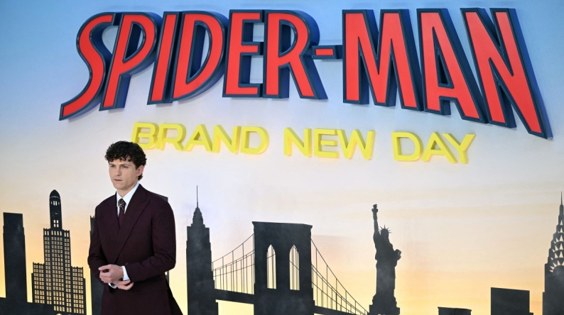 British actor Tom Holland poses on the red carpet upon arrival to attend the UK premiere for 'Spider-Man: Brand New Day UK' at the Odeon Luxe Leicester Square in central London on July 29, 2026. (Photo by JUSTIN TALLIS / AFP)