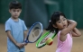 This photo taken on August 7, 2026, shows children taking part in a training session at Alabang Tennis Academy in Muntinlupa, Metro Manila. Photo by JAM STA ROSA / AFP