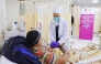 A patient during a dialysis session. 