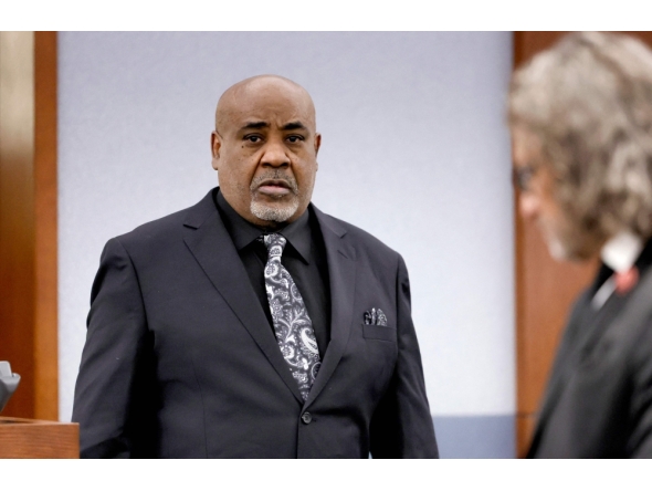 Duane Davis enters the courtroom before closing arguments in his murder trial, related to the 1996 killing of rapper Tupac Shakur, at Clark County District Court at the Regional Justice Center in Las Vegas, Nevada, on August 31, 2026.. (Photo by STEVE MARCUS / POOL / AFP)
