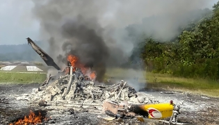 This photo taken on Sept. 8, 2026 shows the site of a helicopter crash in the state of Sarawak, Malaysia. (Bernama/Handout via Xinhua)