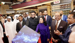 President of Guyana H E Dr. Mohamed Irfaan Ali and First Lady of Guyana H E Arya Ali with other officials and dignitaries at the 60th Anniversary of Guyana’s Independence Day celebrations held yesterday. Pic :Salim Matramkot/The Peninsula