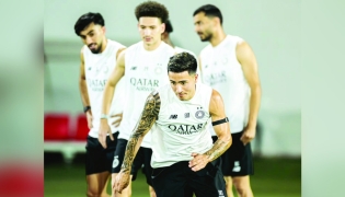 Al Sadd's players during a training session ahead of the match against Al Sailiya.