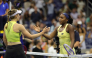 Kazakhstan's Elena Rybakina goes in to hug USA's Coco Gauff after their women's singles semi-final tennis match on day twelve of the US Open tennis tournament at the USTA Billie Jean King National Tennis Center in New York City on September 10, 2026. (Photo by KENA BETANCUR / AFP)