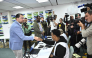 Sweden Democrats leader Jimmie Akesson (L) shakes hands at a polling station in Rinkeby, a suburb of Stockholm, the day prior to the general elections in Sweden on September 12, 2026. (Photo by Claudio BRESCIANI / TT News Agency / AFP) / Sweden OUT