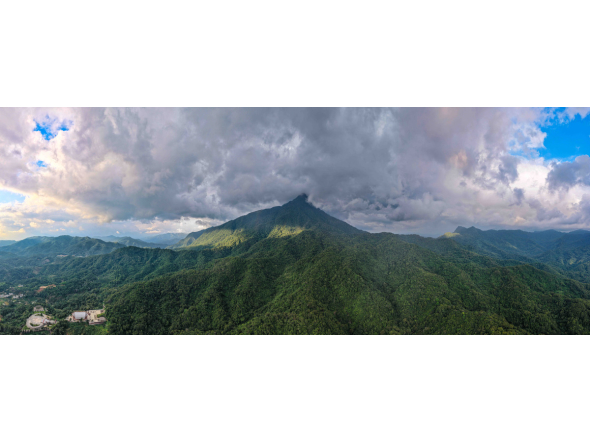 A panoramic drone photo taken on Sept. 10, 2026 shows a view of the Wuzhishan section of the Hainan Tropical Rainforest National Park in south China's Hainan Province. (Xinhua/Pu Xiaoxu)