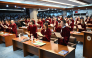 (Files) Philippine senators take their oath as jurors in the impeachment trial of Vice President Sara Duterte at the plenary hall of the Senate in Manila on May 18, 2026. (Photo by Ted Aljibe / AFP)