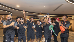 Oman players celebrate qualifying for semifinals. Source: Instagram / Oman Football Association 