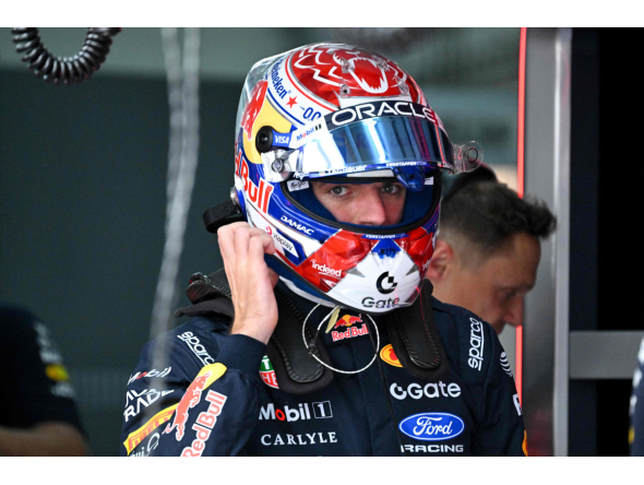 Red Bull Racing's Dutch driver Max Verstappen wears his helmet ahead of the second practice session ahead of the Formula One Bahrain Grand Prix in Sepang on October 2, 2026. (Photo by Jade Gao / AFP)