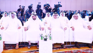 Minister of Communications and Information Technology H E Mohammed bin Ali bin Mohammed Al-Mannai and NCSA President H E Eng. Abdulrahman bin Ali Al Farahid Al-Malki with other officials during the Annual Cyber Governance and Assurance Conference yesterday.  PIC: Rajan Vadakkemuriyil/ The Peninsula