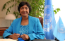 (FILES) New United Nations High Commissioner for Human Rights, South African judge Navanethem (Navi) Pillay poses in her office at the Palais Wilson, headquarters of the specialised UN agency as she takes up her post on Spetember 1, 2008 in Geneva. (Photo by Fabrice COFFRINI / AFP)