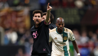 Lionel Messi #10 of Inter Miami CF reacts during the MLS match between Atlanta United FC and Inter Miami CF at Mercedes-Benz Stadium on October 17, 2026 in Atlanta, Georgia. (Photo by Kevin C. Cox /  AFP)
 