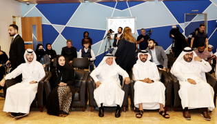 UDST President Dr. Salem Al-Naemi with other officials during the press conference yesterday. Pic: Salim Matramkot/The Peninsula 