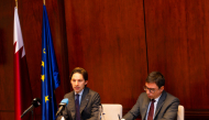Ambassador of the European Union to the State of Qatar H E Antonino Maggiore speaking at the event.
