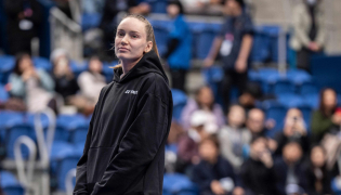 Kazakhstan's Elena Rybakina looks on as she speaks after retiring due to an injury from her quarter-final match against Canada's Leylah Fernandez during the WTA Pan Pacific Open tennis tournament at Ariake Coliseum in Tokyo on October 30, 2026. Photo by Yuichi YAMAZAKI / AFP