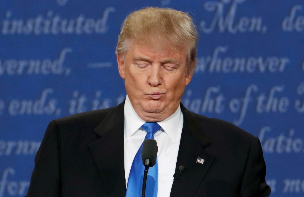 Republican US presidential nominee Donald Trump reacts during the first presidential debate with Democratic US presidential nominee Hillary Clinton at Hofstra University in Hempstead, New York, US, September 26, 2016. Reuters/Lucas Jackson
