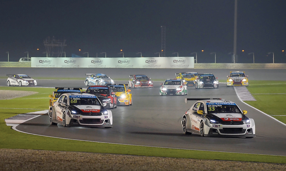 Drivers in action during last year’s WTTC race held at Losail International Circuit in Doha, Qatar.