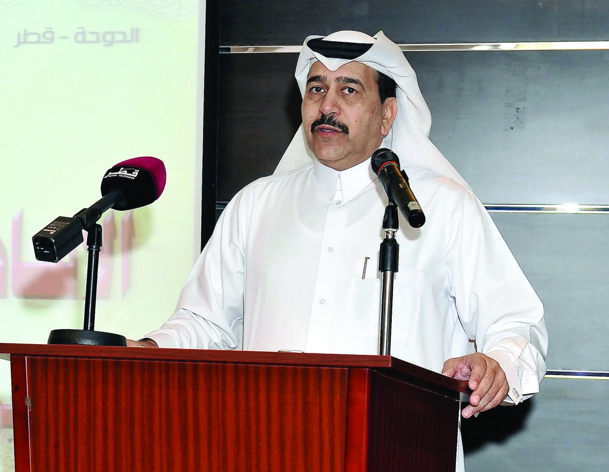 Yusuf bin Ali Al Kazim, Director, Arab Federation for Voluntary Activities, speaking at a press conference at the Ministry of Culture and Sport yesterday. Pic: Kammutty VP / The Peninsula