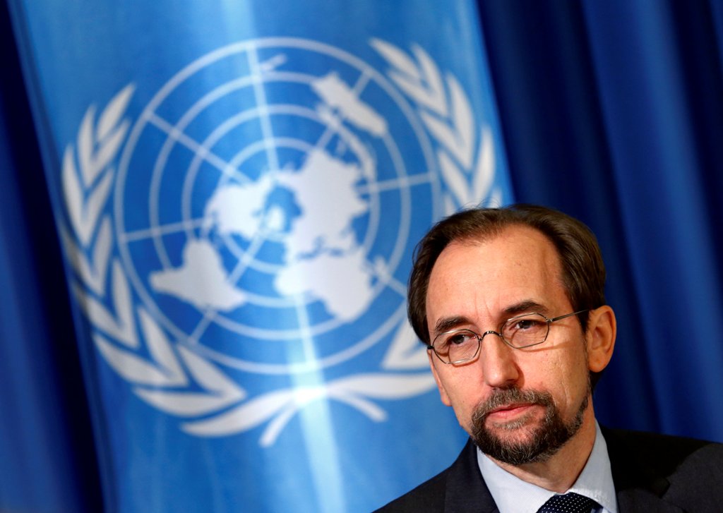 United Nations High Commissioner for Human Rights Zeid Ra'ad Al Hussein attends a media briefing at the U.N. European headquarters in Geneva, Switzerland October 12, 2016. REUTERS/Denis Balibouse