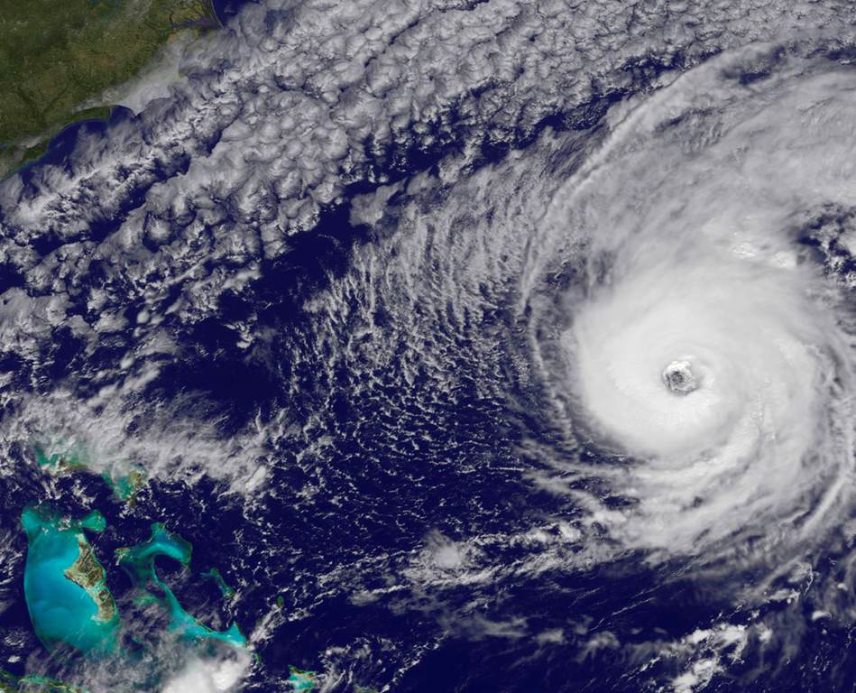 Hurricane Nicole is seen approaching Bermuda in this image from NOAA's GOES-East satellite taken at 12pm ET (16:00GMT) October 12, 2016. NASA