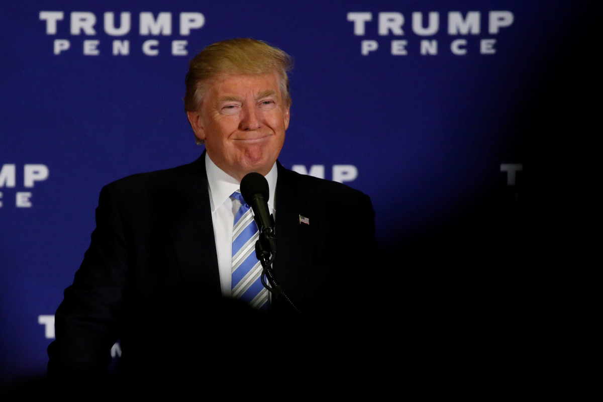 Republican U.S. presidential nominee Donald Trump delivers remarks at a campaign event in Gettysburg, Pennsylvania, U.S. October 22, 2016. REUTERS/Jonathan Ernst