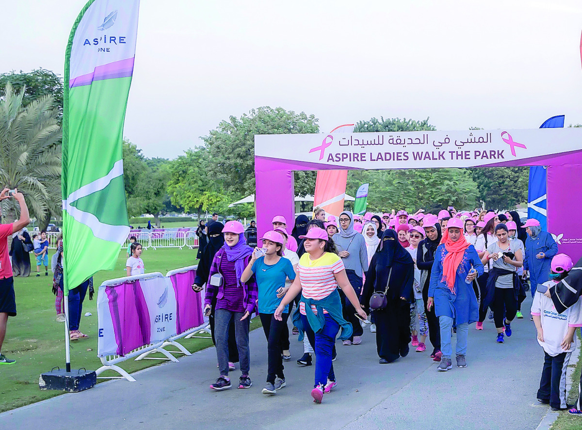 Participants taking part in the ‘Ladies Walk the Park’ breast cancer awareness campaign.