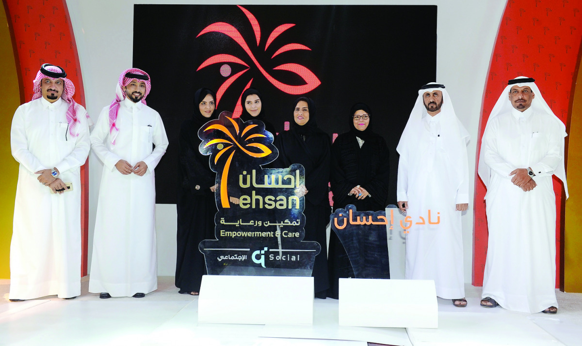 Ehsan CEO Mubarak bin Abdul Aziz Al Khalifa along with other officials at the launch of the new logo in Doha yesterday. Pic: Salim Matramkot/ The Peninsula