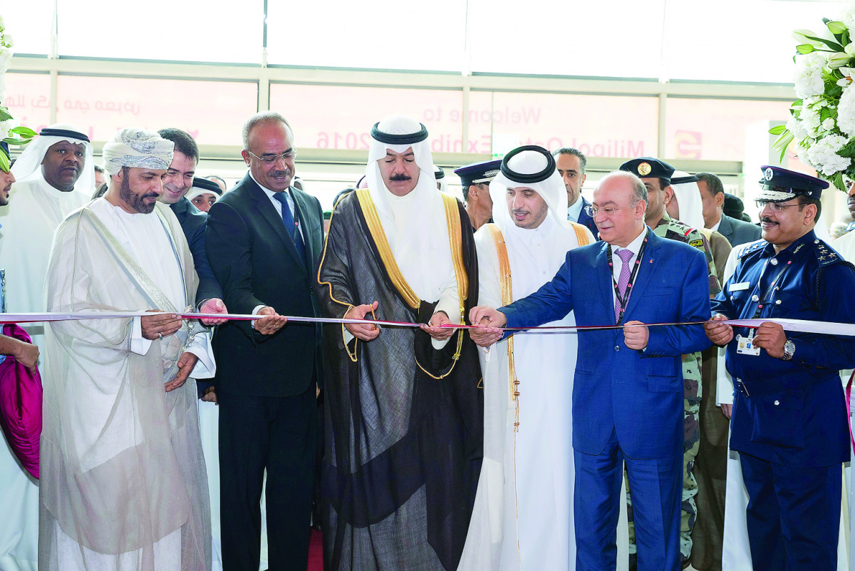 Prime Minister and Interior Minister H E Sheikh Abdullah bin Nasser bin Khalifa Al Thani and other visiting ministers inaugurating the 11th edition of Milipol Qatar 2016.