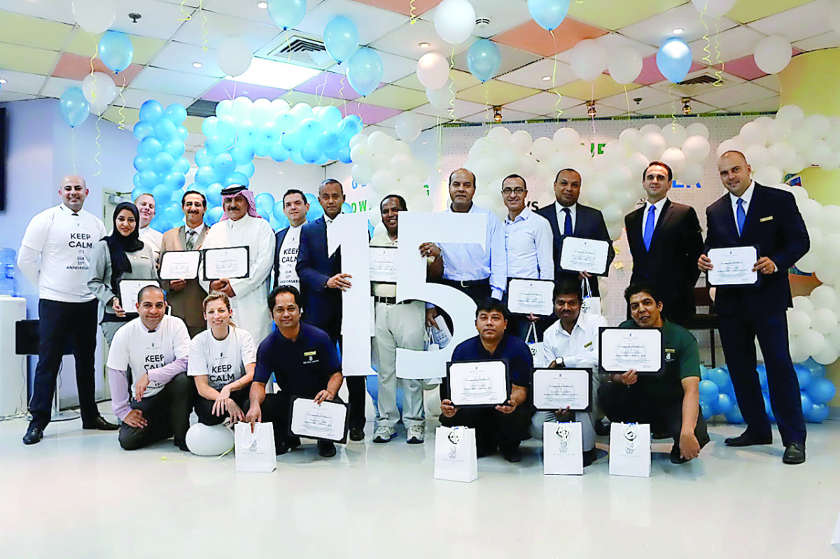 The staff of The Ritz-Carlton, Doha, during the 15th anniversary celebrations. 