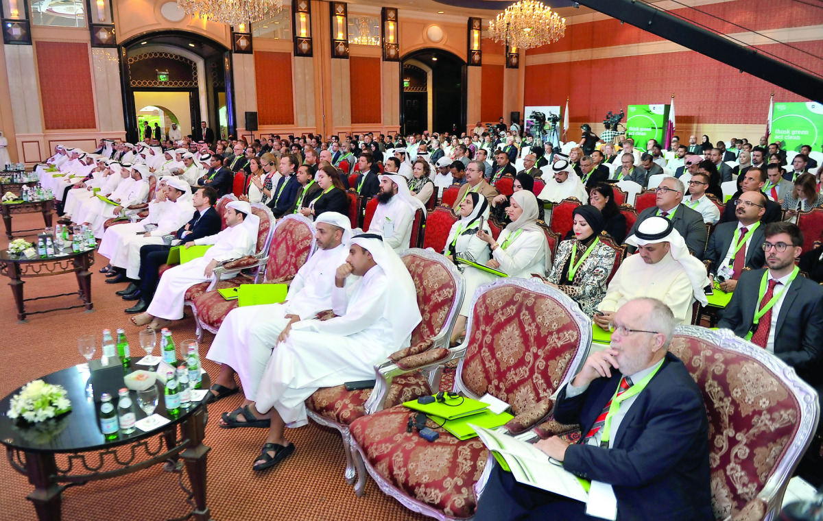Participants at the opening session of the Green Expo Forum 2016 at the Ritz-Carlton Hotel yesterday. Pic: Abdul Basit / The Peninsula