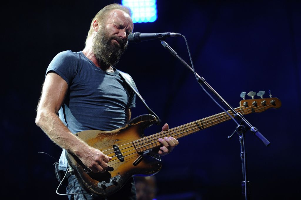 (FILES) This file photo taken on July 20, 2015 shows British musician and singer-songwriter Sting performing during a concert at the Ampitheatre of Nimes (Arenes de Nimes) in the French southern city of Nimes. British rock star Sting will re-open Paris' B