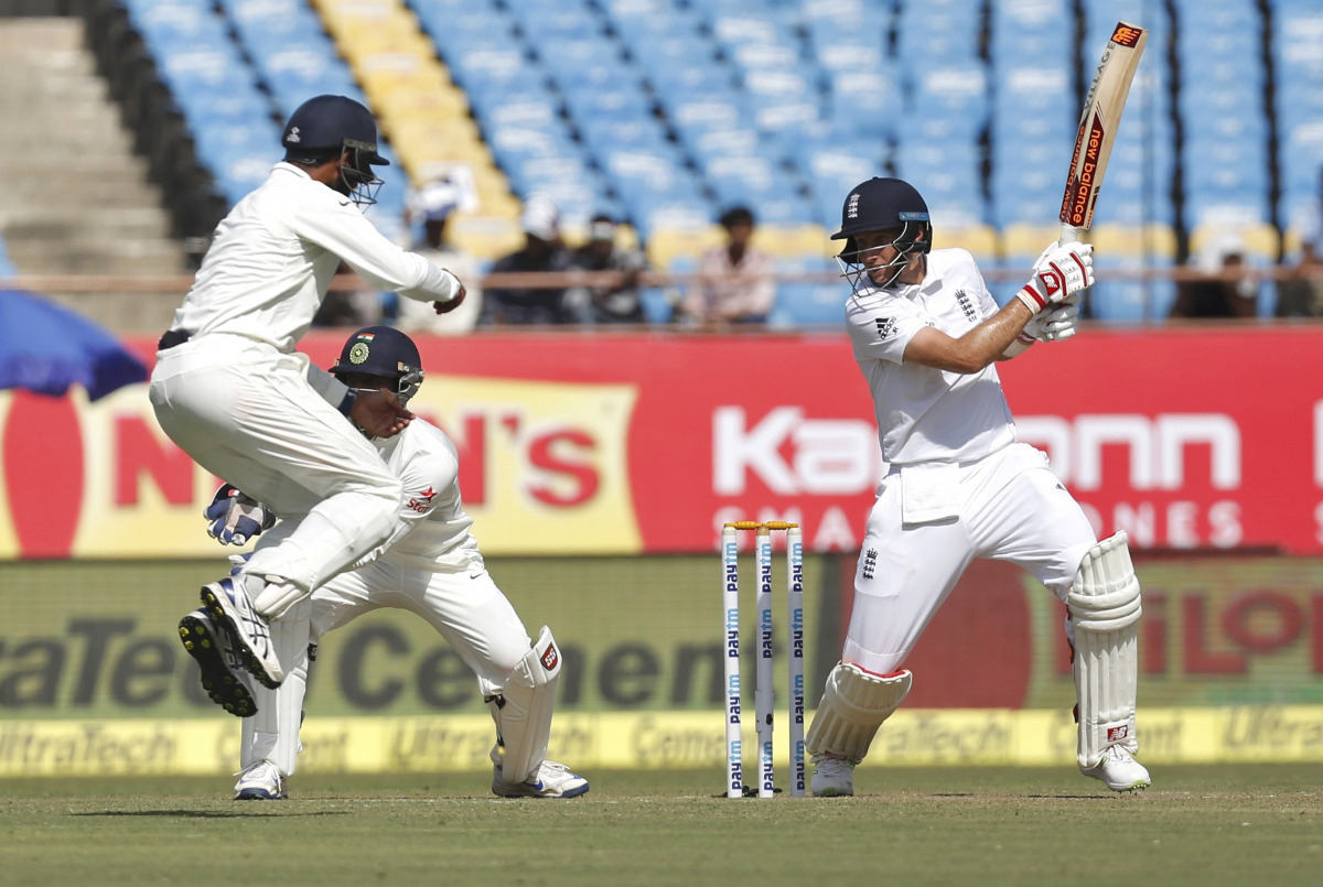 England's Joe Root plays a shot. (Reuters/Amit Dave)