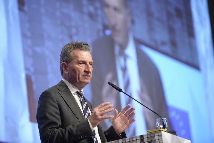 File photo of European Commissioner Guenther Oettinger as he delivers a speech. Reuters 