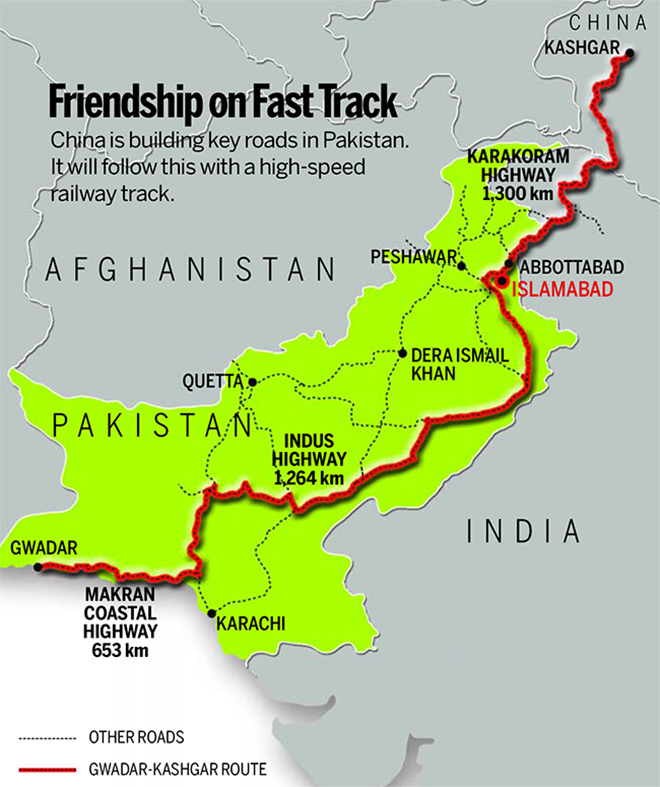 A map published by Nihao-salam, a public diplomacy E-Magazine launched by Pakistan China Institute