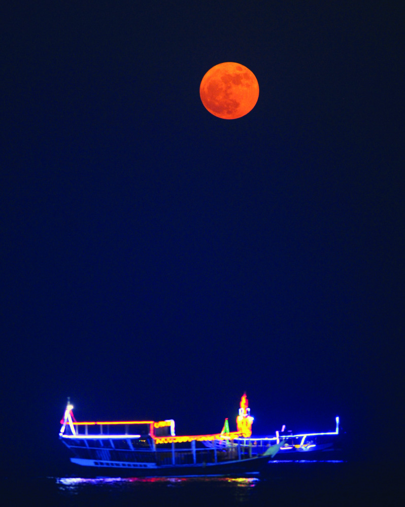 A view of the Super Moon from Doha Corniche, yesterday. Pic: Salim Matramkot/The Peninsula