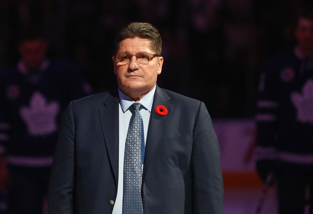 Sergei Makarov is honored for his induction into the Hockey Hall of Fame prior to the game between the Toronto Maple Leafs and the Philadelphia Flyers at the Air Canada Centre on November 11, 2016 in Toronto, Canada. Bruce Bennett/Getty Images/AFP