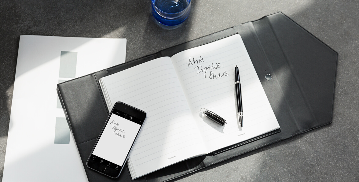 The Montblanc Augmented Paper notebook and app in action
