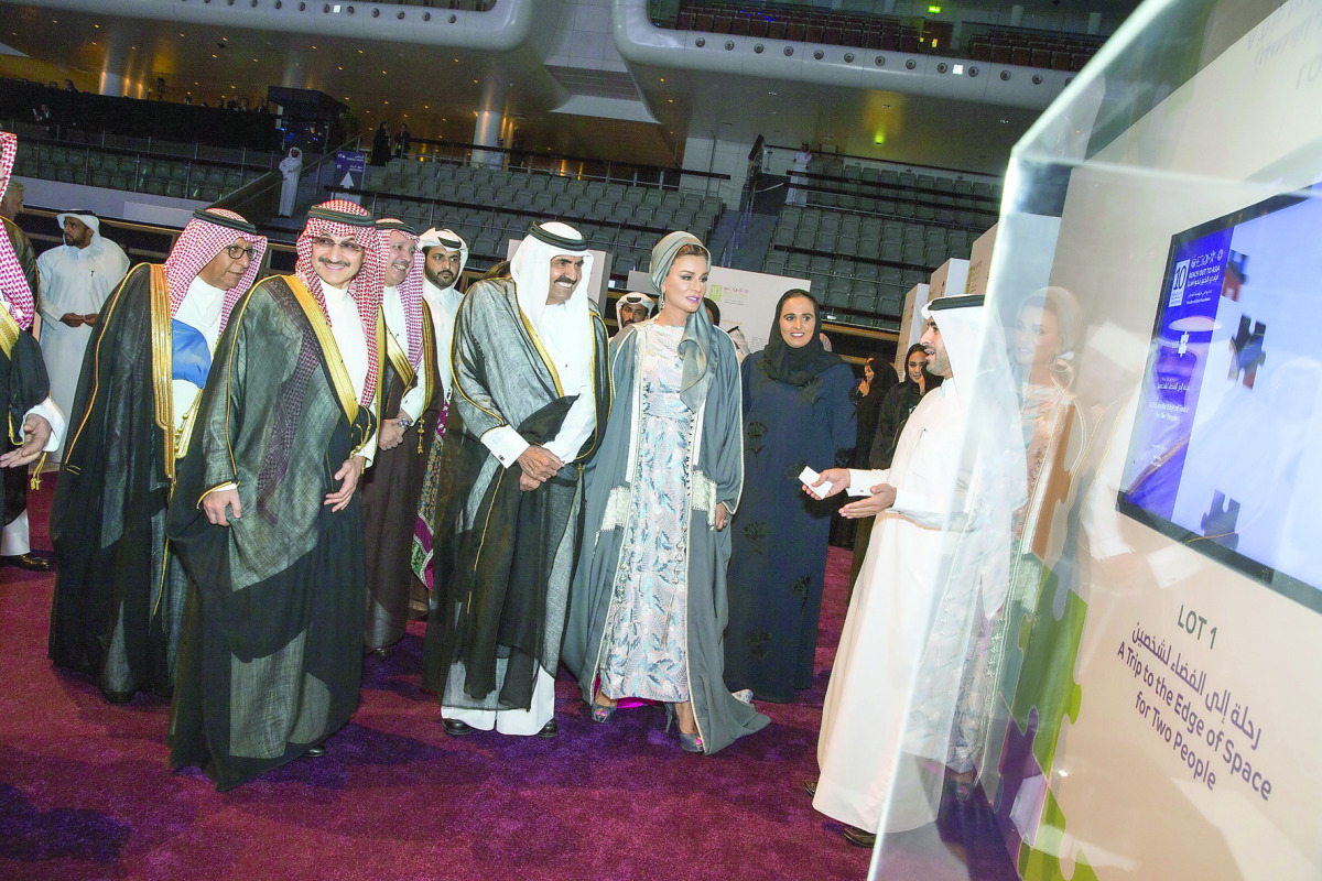 Father Emir H H Sheikh Hamad bin Khalifa Al Thani, H H Sheikha Moza bint Nasser, H E Sheikha Al Mayassa bint Hamad Al Thani, Chairperson of Rota Board, Prince Alwaleed bin Talal bin Abdulaziz Al Saud of Saudi Arabia and other dignitaries at the 6th Annual